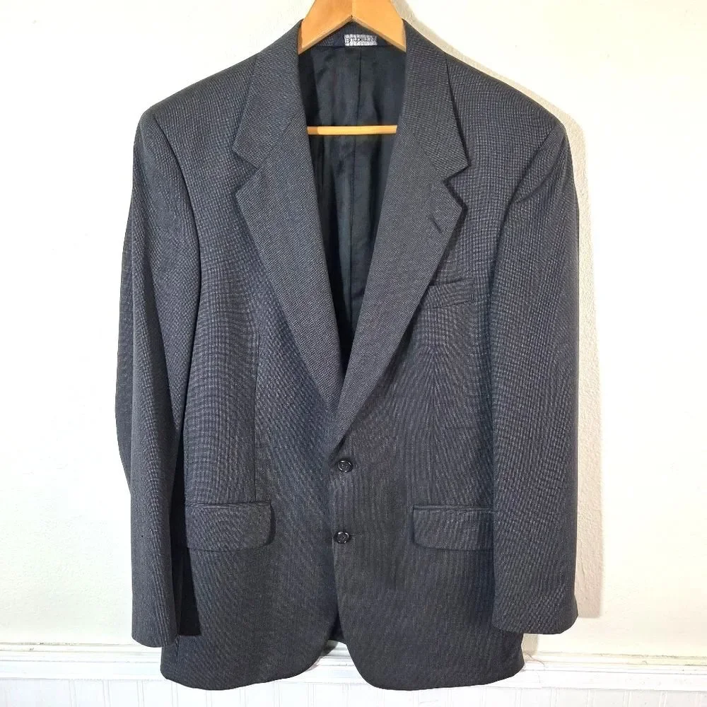 Vintage Burberrys Blazer Mens 42R Gray Super 100s Wool Jacket USA